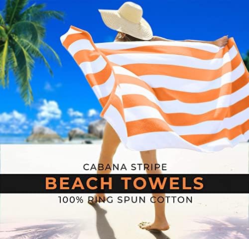 Avalon Towels Cabana Beach Towels 4-Pack 30x60 inches Orange Stripe