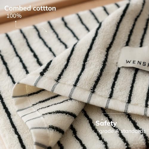 WenShuow BlackWhite Striped Pure Cotton Bath Towel - Luxury Absorbent