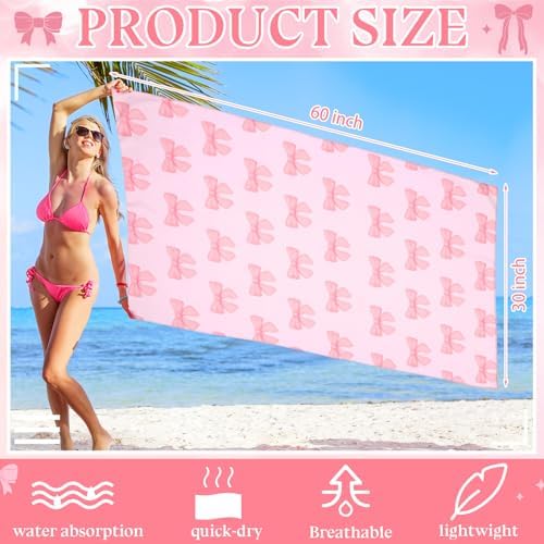 Adorable 4-Piece Pink Bow Beach Towels Set