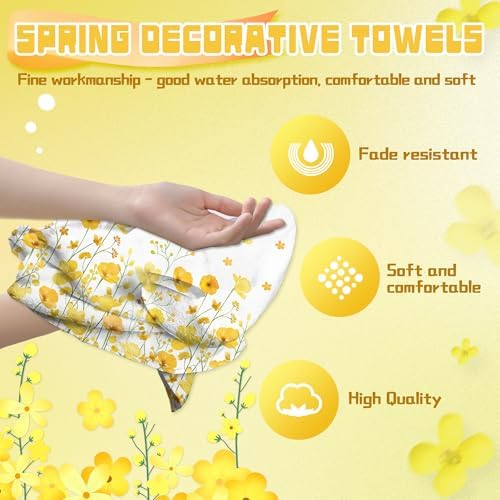LIOQUN Yellow Flower Hand Towels Soft Durable 18x26