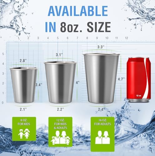 CHILLOUT LIFE Stainless Steel Cups for Kids and Toddlers 8 oz