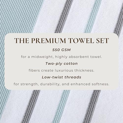 Great Bay Home Luxury Cotton 6-Piece Bath Towels Set EucalyptusGrey
