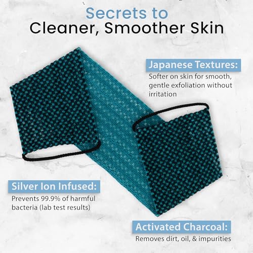 Japanese Exfoliating Washcloth with Charcoal and Silver Ion - Green 1