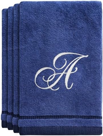 Creative Scents Monogrammed Towels - 4-Piece Navy Blue