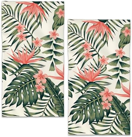BIGXIUKA 14x28 Tropical Palm Leaf Hand Towel Set