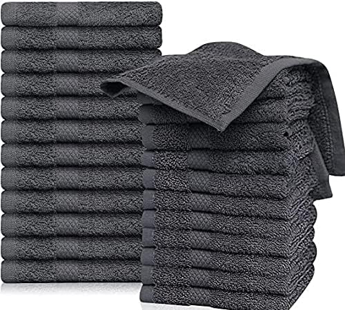 QUBA LINEN Hotel Spa 100 Cotton Washcloths Pack of 24