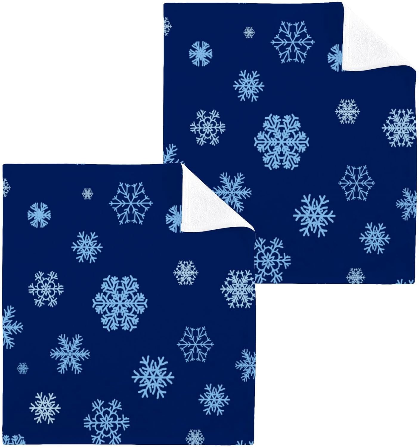 YETTASBIN Blue Snowflake Washcloths 2 Pack 2