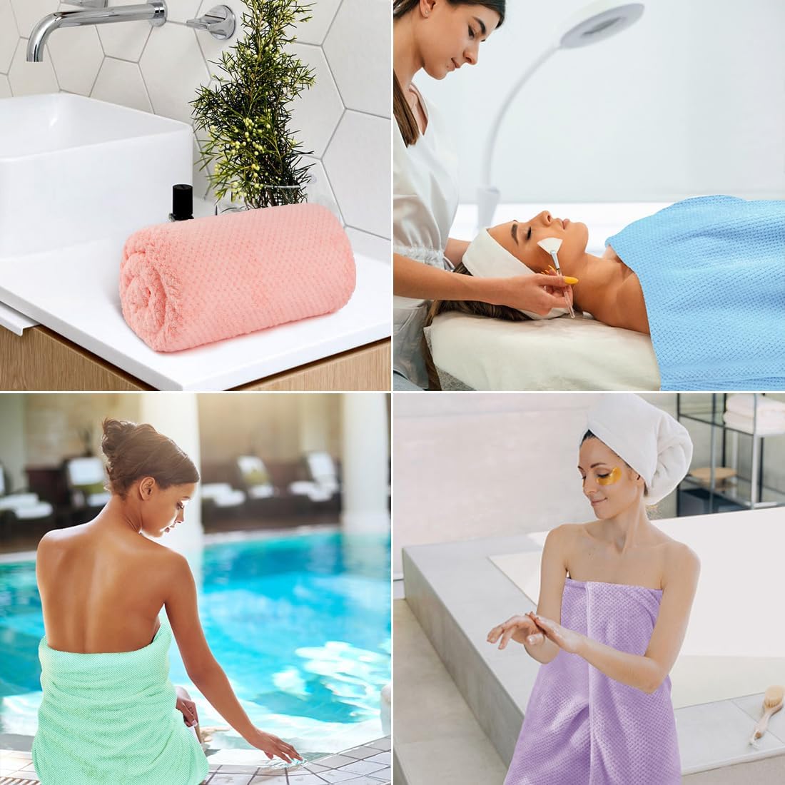 HOMEXCEL 4-Piece Bath Towel Set Microfiber 30x60 Fast Dry Luxury Quality
