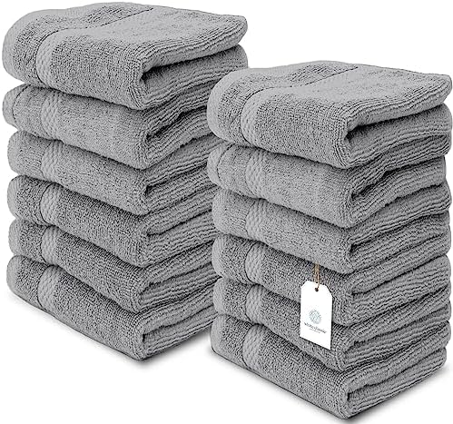 White Classic Luxury Washcloths - 12 Piece Set