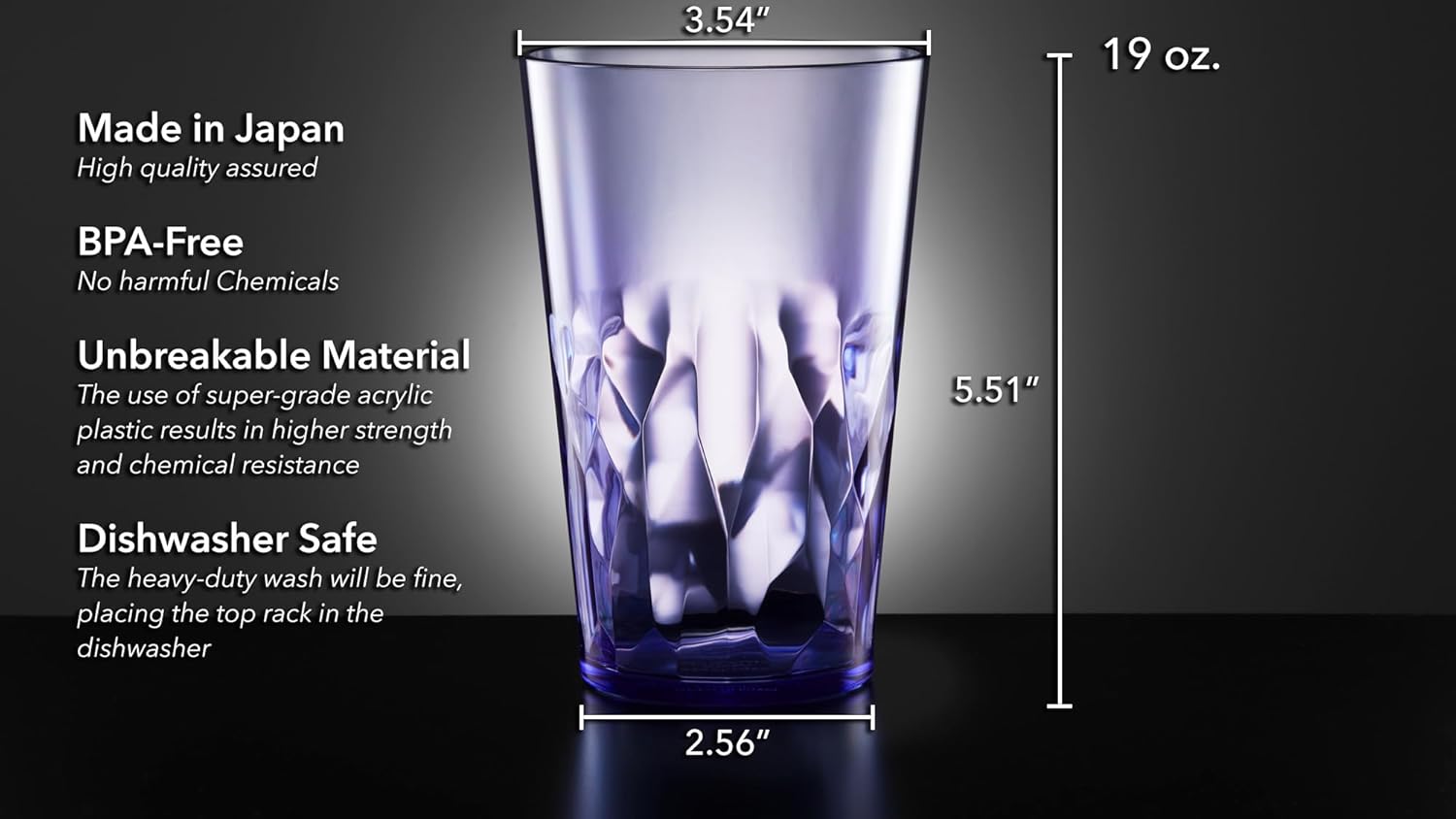 Unbreakable Premium Drinking Glass Set of 6 19 Oz