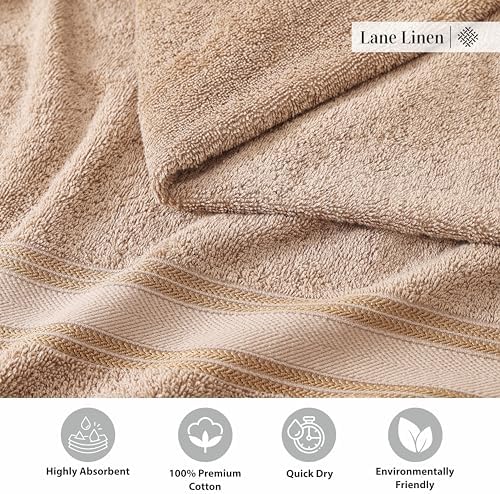 LANEE LINEN 100 Cotton Bath Towels Set of 4 Taupe