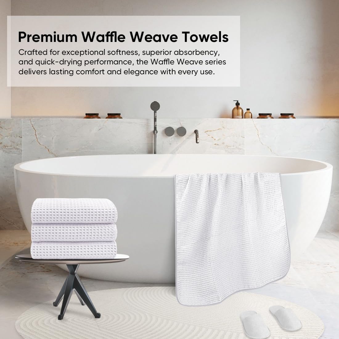 HOMEXCEL Waffle Bath Towels 2 Pack Ultra Soft Quick Dry