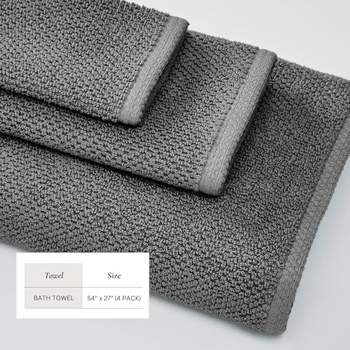 Great Bay Home Grey Bath Towels 4-Pack