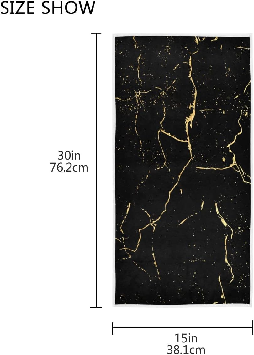 Wamika Black Gold Marble Hand Bath Towels Set - Soft Absorbent Durable