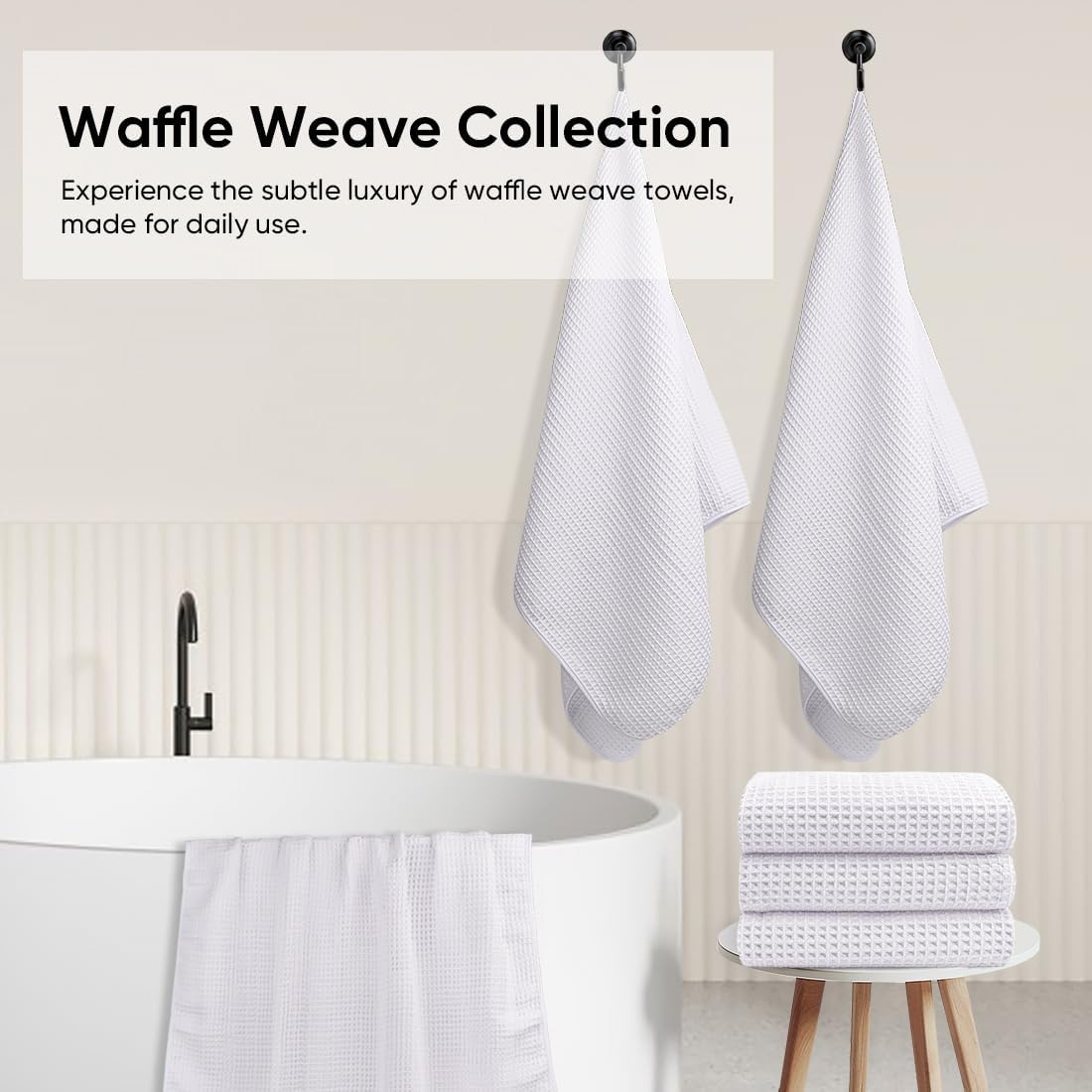 HOMEXCEL Waffle Bath Towels 2 Pack Ultra Soft Quick Dry
