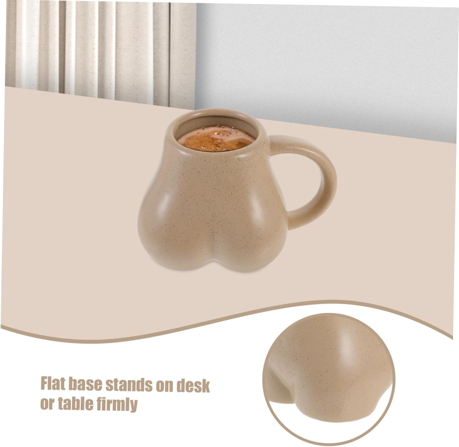 KICHOUSE Butt-Shaped Coffee Mug Novelty Cup for Coffee Tea