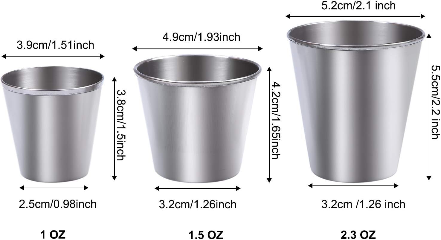 Ruisita 12-Piece Stainless Steel Shot Cups