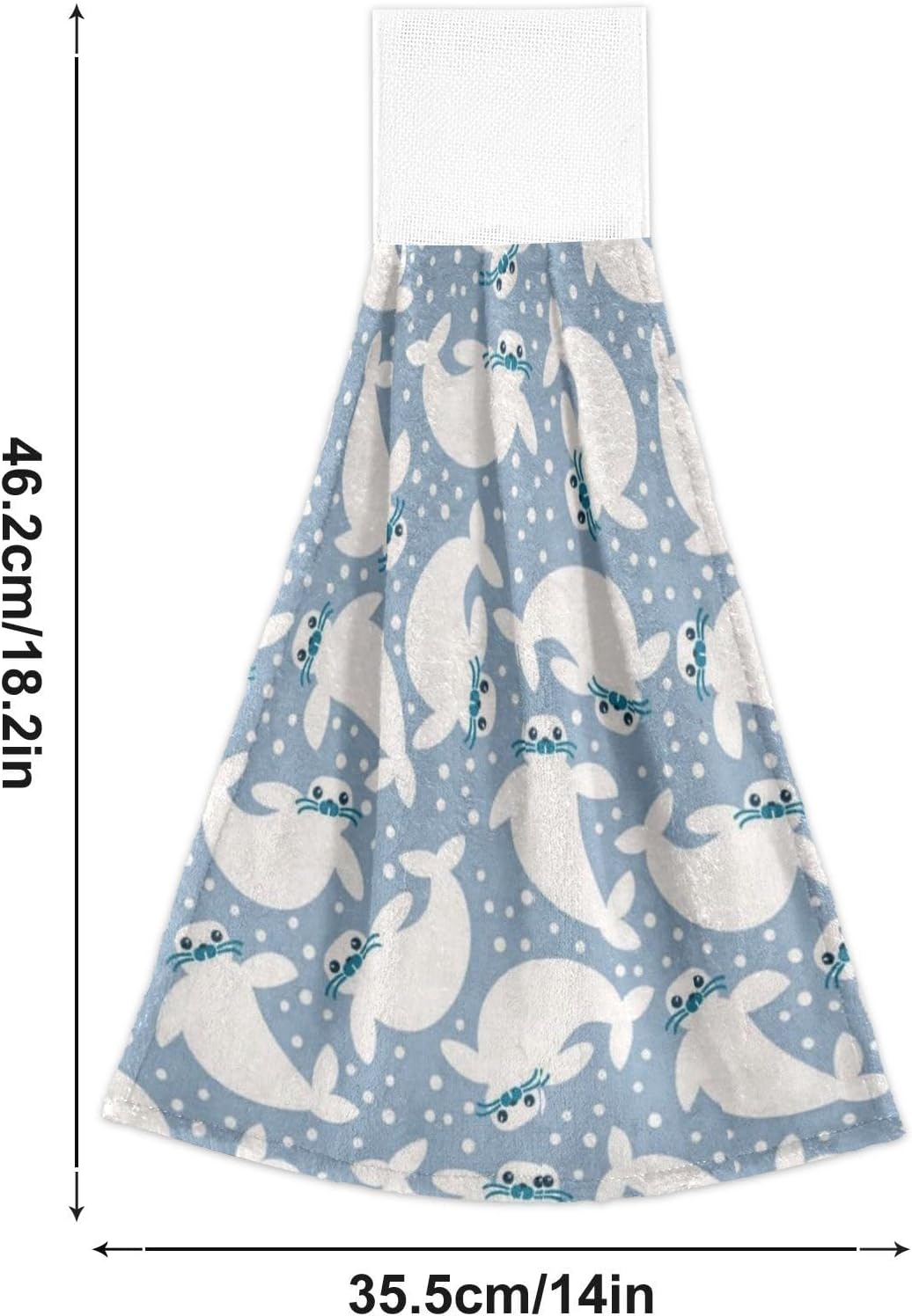 White Cartoon Sea Lion Hand Towels