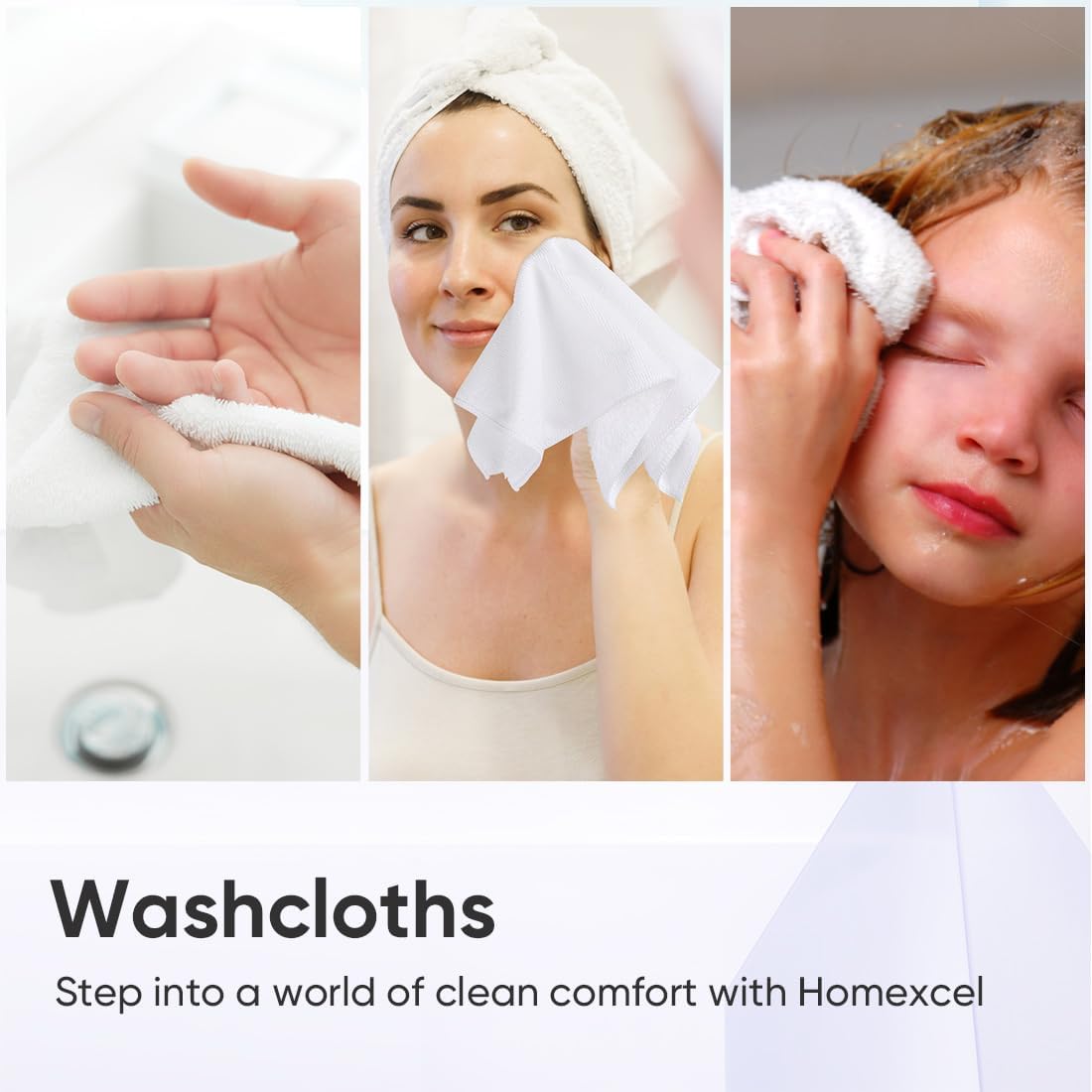 HOMEXCEL 12 Pack Microfiber Washcloths - 12x12 Inch