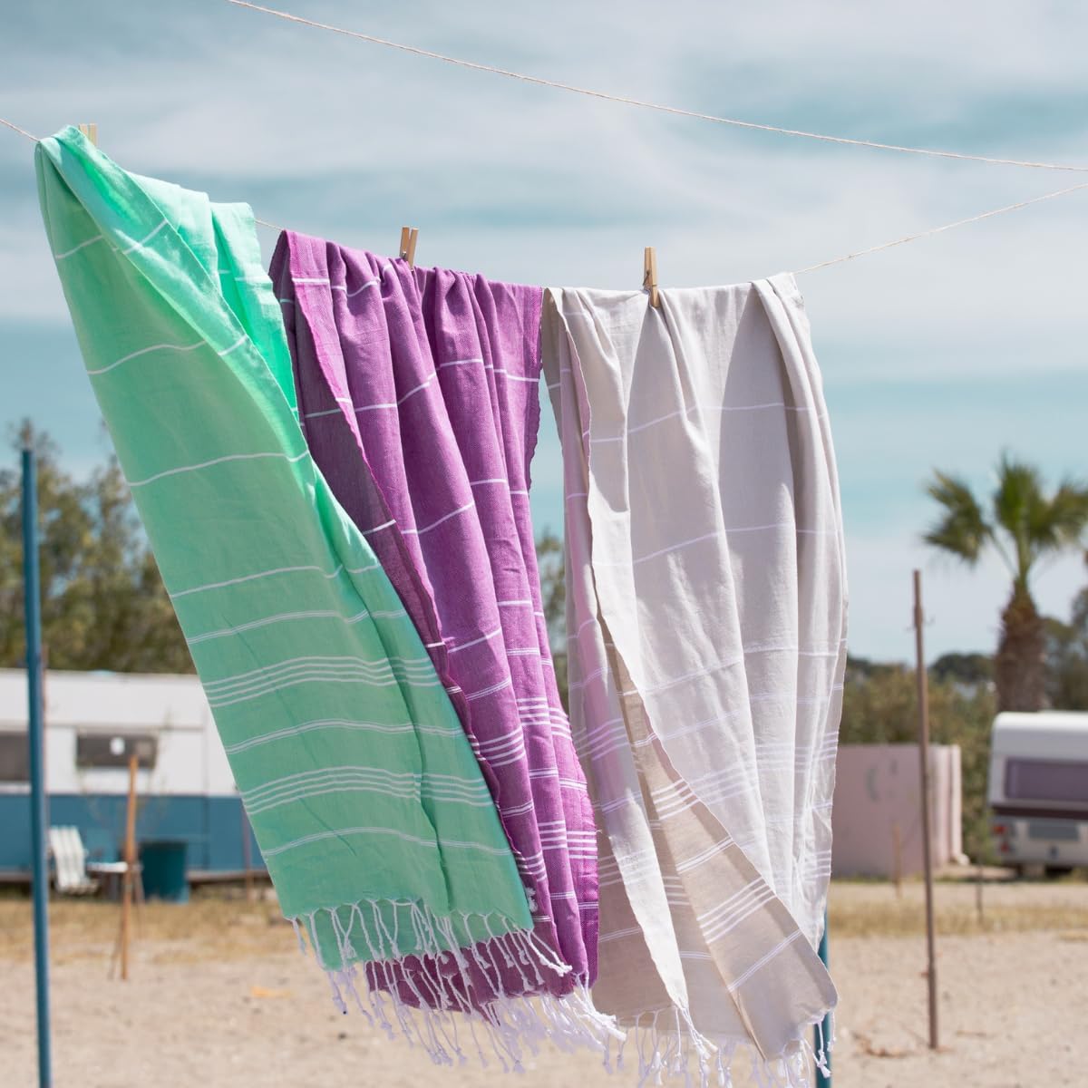 Bay Laurel Beach Towels 39x71 Sand-Free Lightweight