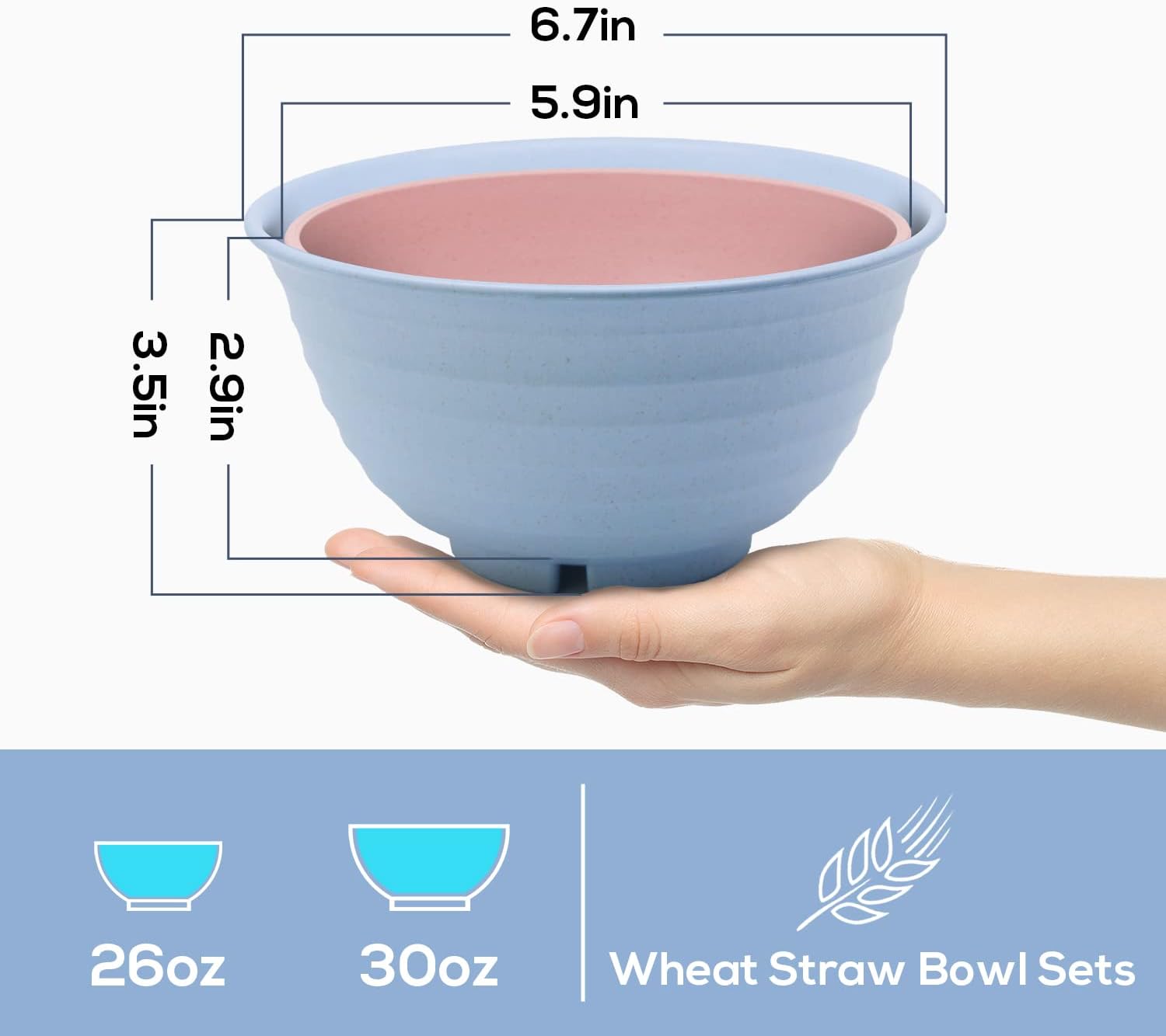 Numkey Quart Set of 4 Small Eco-Friendly BPA-Free Stackable Kitchen Bowls