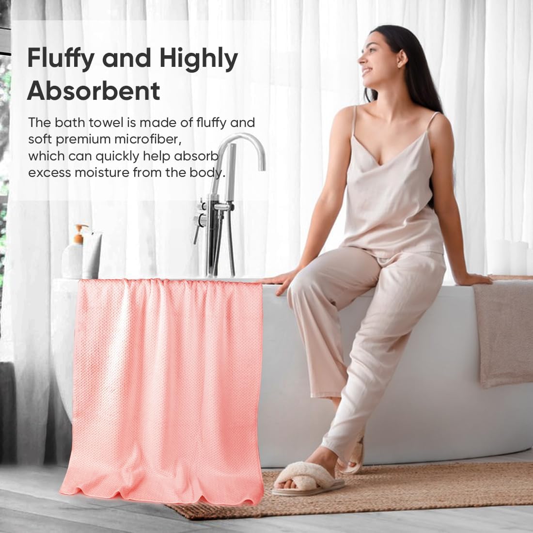 HOMEXCEL 4-Piece Bath Towel Set Microfiber 30x60 Fast Dry Luxury Quality