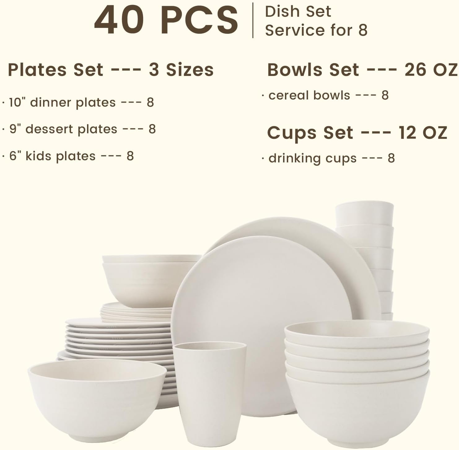 Durable and Elegant 40-Piece Dinnerware Set for 8