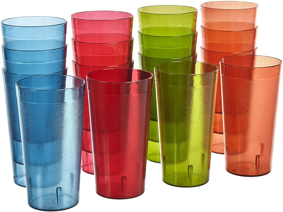 US Acrylic Disposable Tumblers 20-ounce Stackable BPA-Free Set of 16