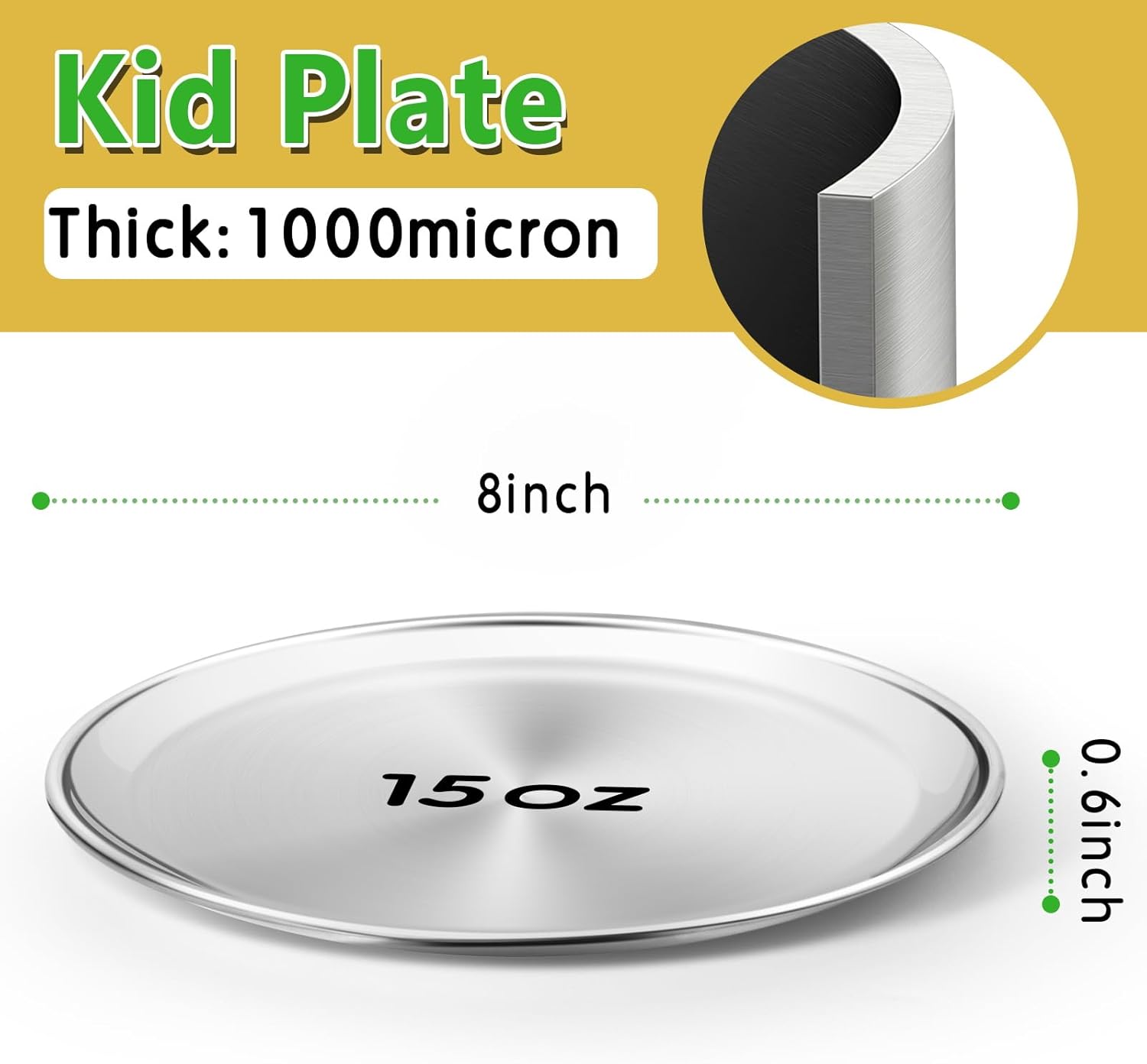 Sturdy Stainless Steel Plates for Toddlers - Camping Everyday Use