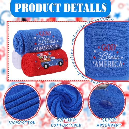 ZhowHoHo Patriotic America 4th of July Hand Towels Bundle 138x295
