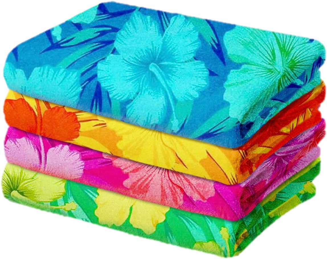 Chic Trendy 4-Pack of 30x60 Beach Towels for Adults Kids