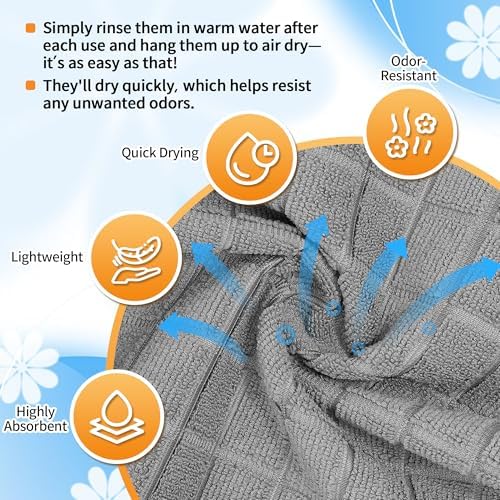 HOMERHYME Microfiber 12-Pack Washcloths Soft Grey Reusable Face Towels