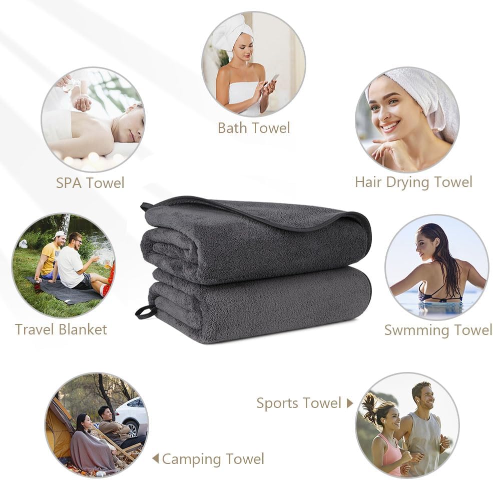 Orighty Bath Towels Pack of 2 27x54 Impossible to Hold