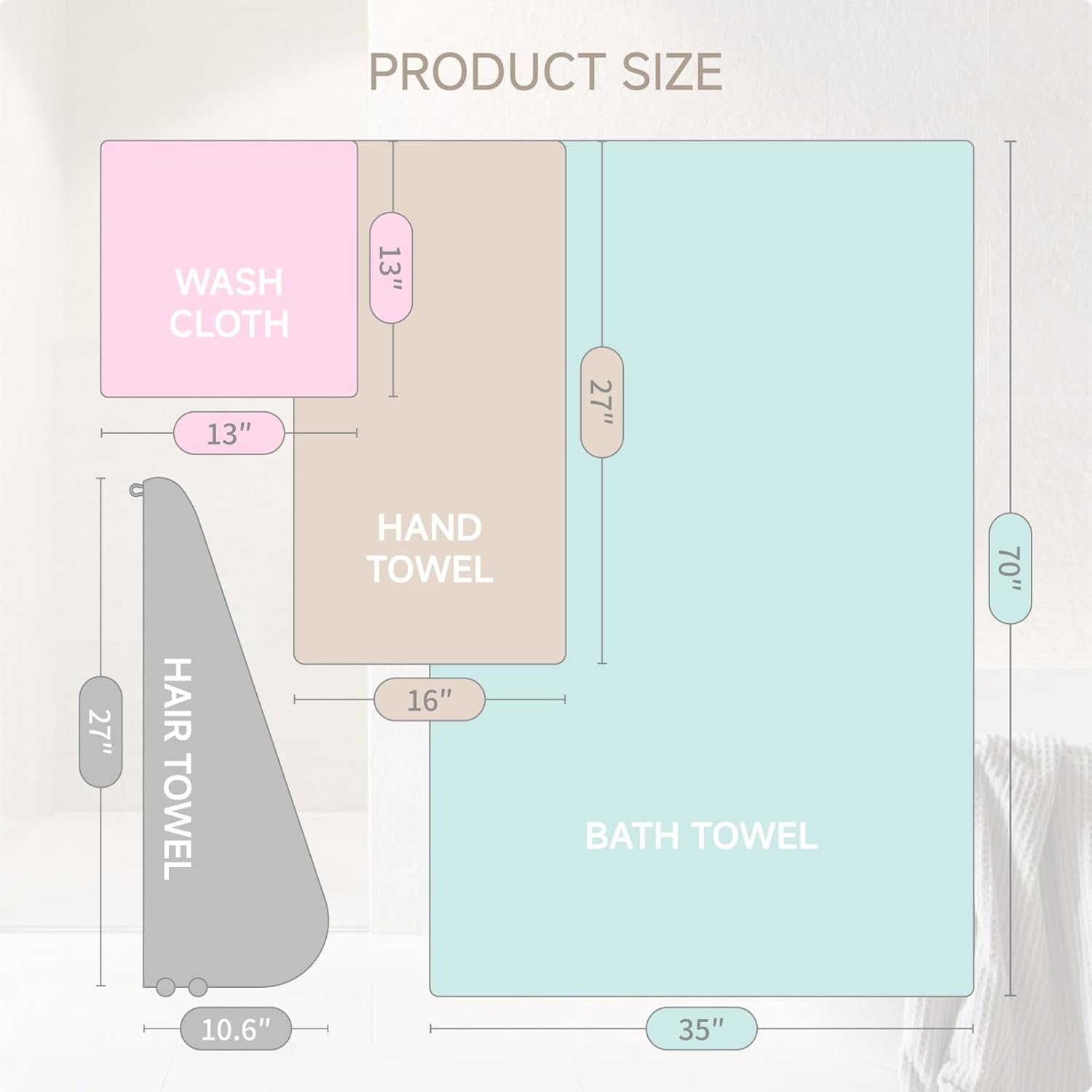 Oversize bath towel set with 4 pieces microfiber waffle bath towels