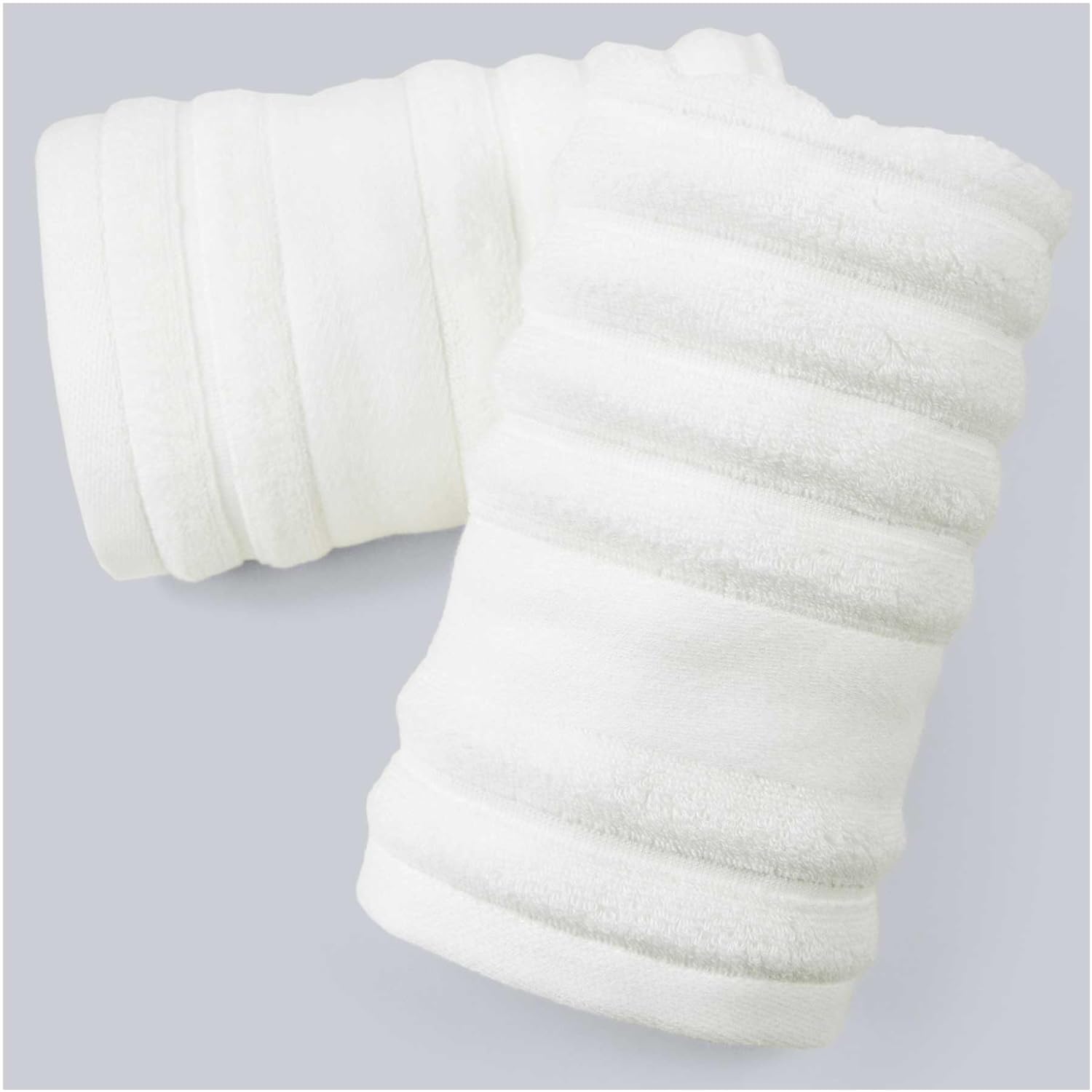 Luxurious Hand Towels Set Soft 13x29 Inch Ribbed Design White 2-Pack