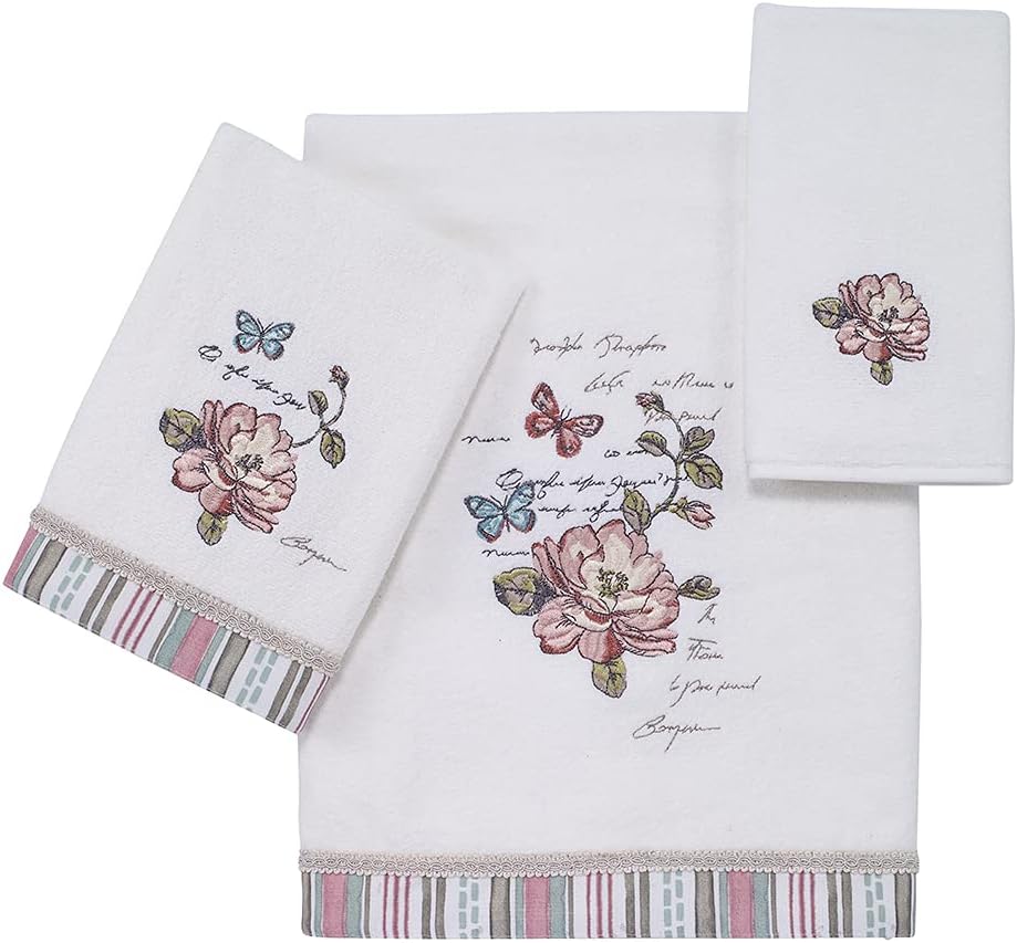 Avanti Linens - Fingertip Towel Soft Absorbent Cotton Towel Butterfly Garden Collection