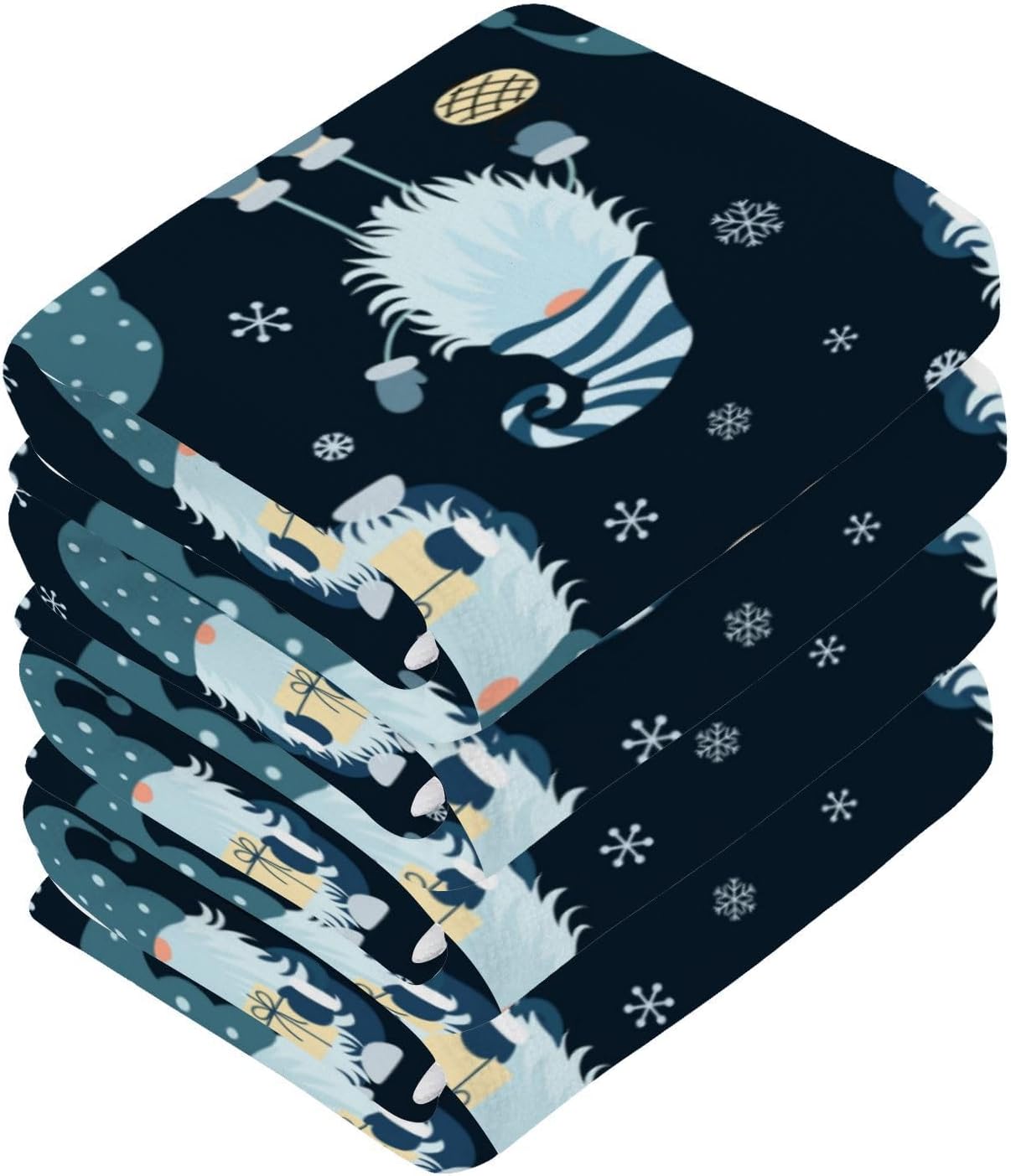 Fun Christmas Gnome Washcloths Soft and Absorbent Towels Set of 2