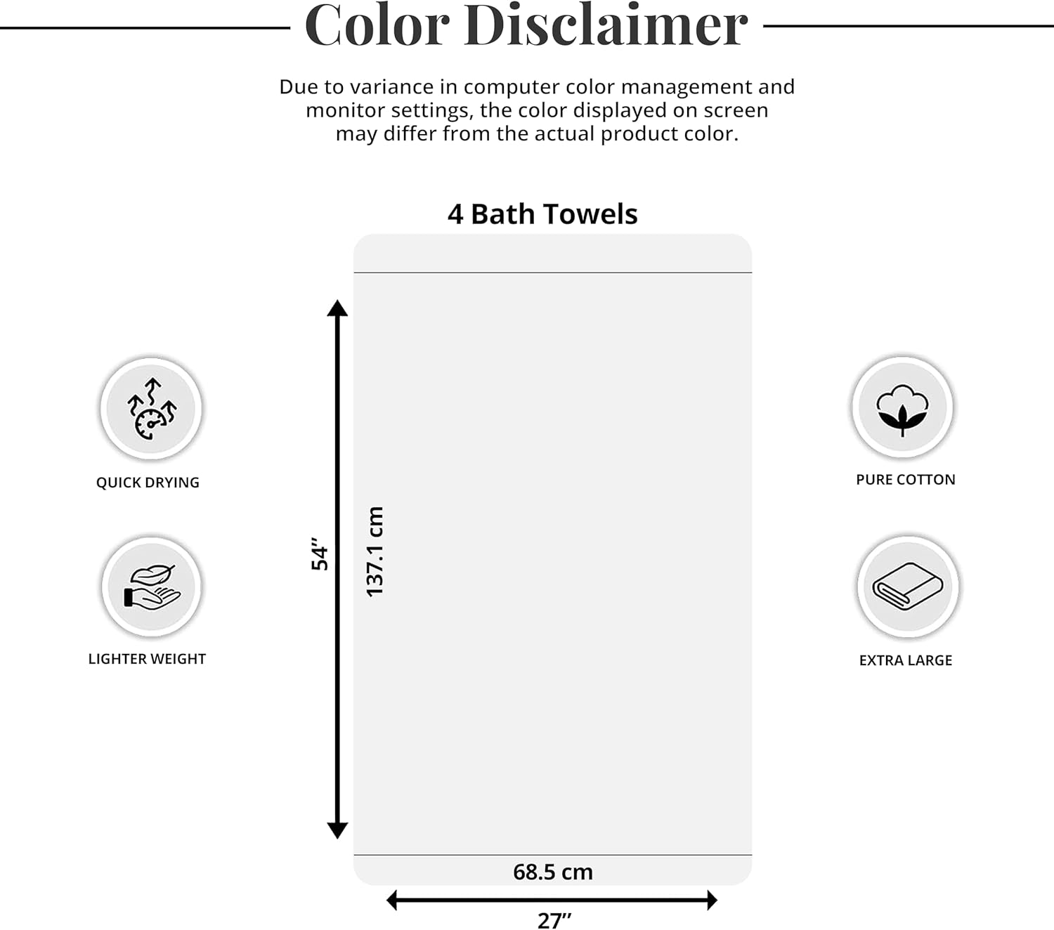 Tens Towels - 4 x 100 Cotton bath towels