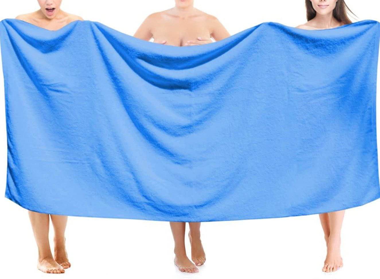MYLSMPLE Luxury Microfiber Bath Towel 36x72 inch Light Blue