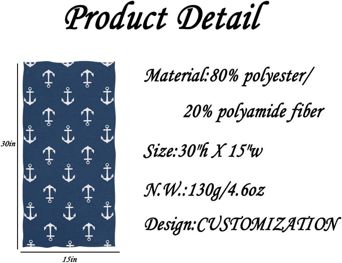 Wamika Nautical Towels Ultra Soft Highly Absorbent 30x16 inch