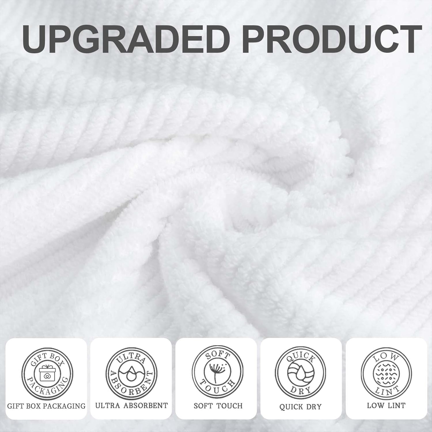 VOOVA MOVAS White Hand Towels 4 Pack Large 18x28