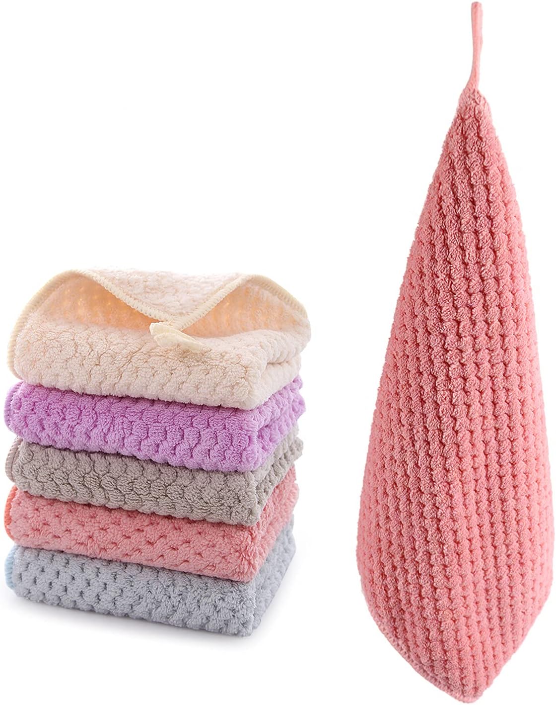 Hipruict Small Towels with Hanging Loop for Kitchen Bathroom