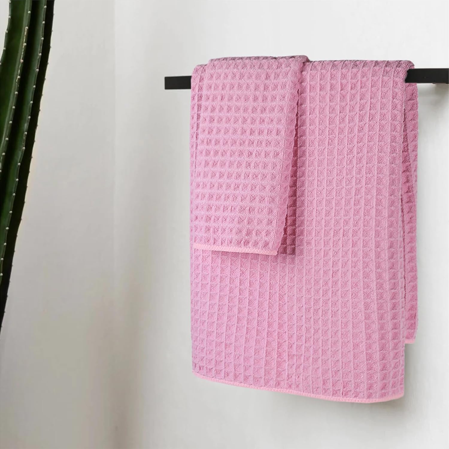Oversize bath towel set with 4 pieces microfiber waffle bath towels