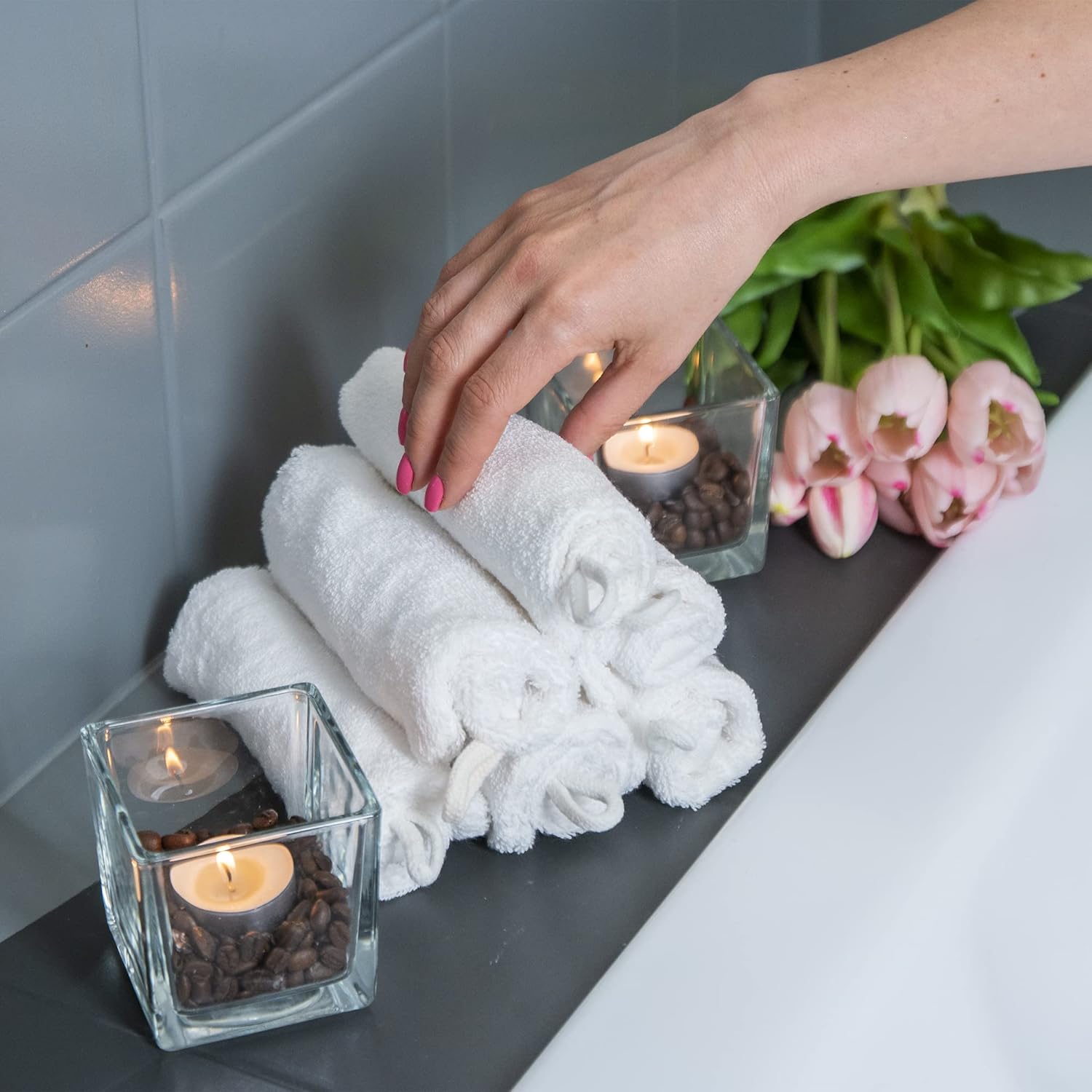 Made Easy Kit Bath Mitts - Set of 6 White - European Style Washcloth