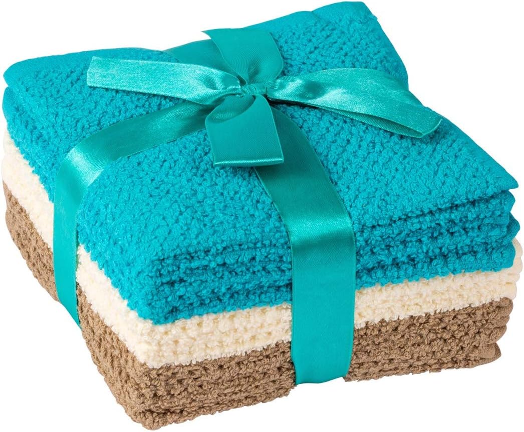 Living Fashions Popcorn Weave Washcloth Set of 8