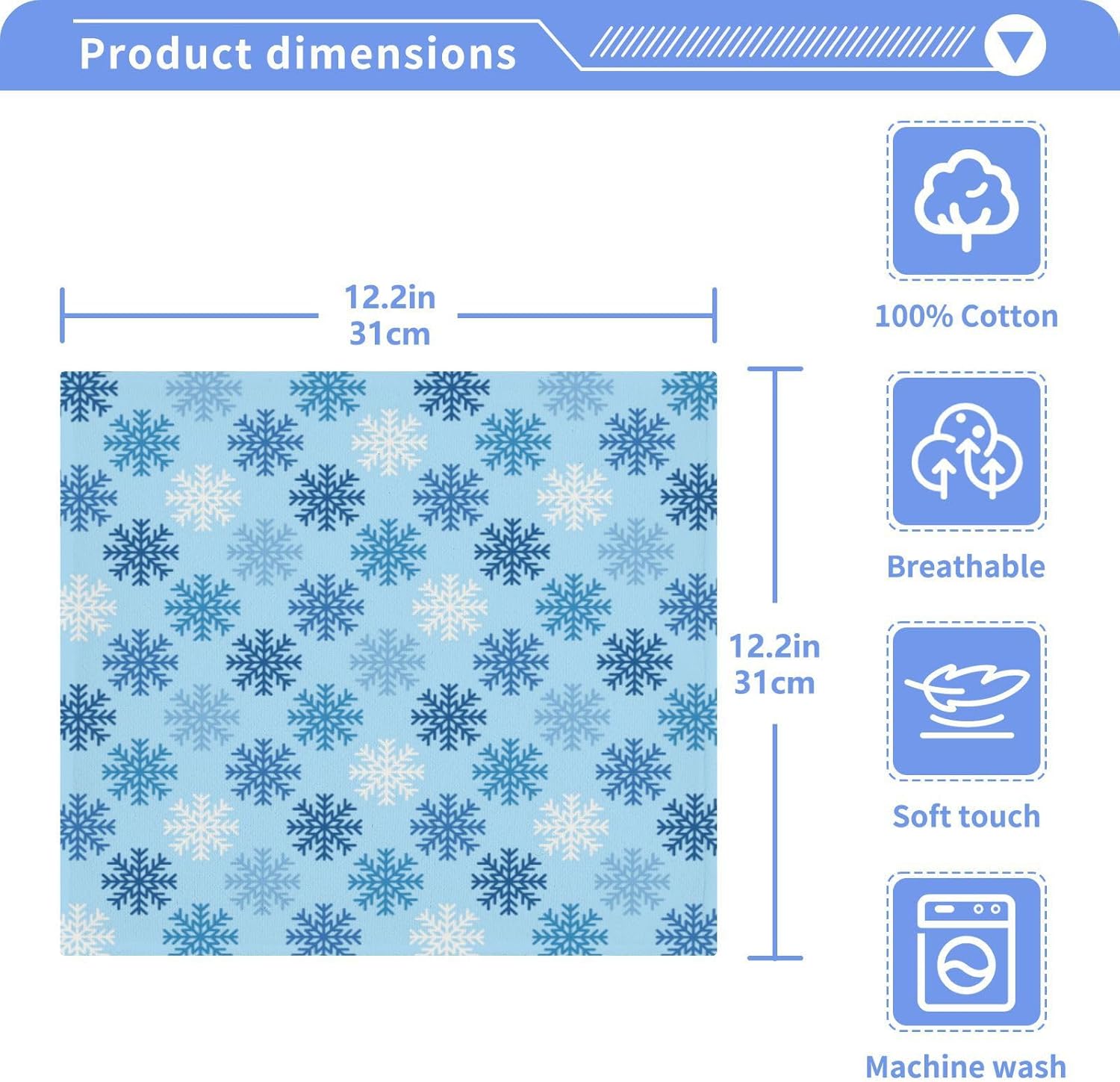 YettasaBin Blue Snowflake Washcloth Set