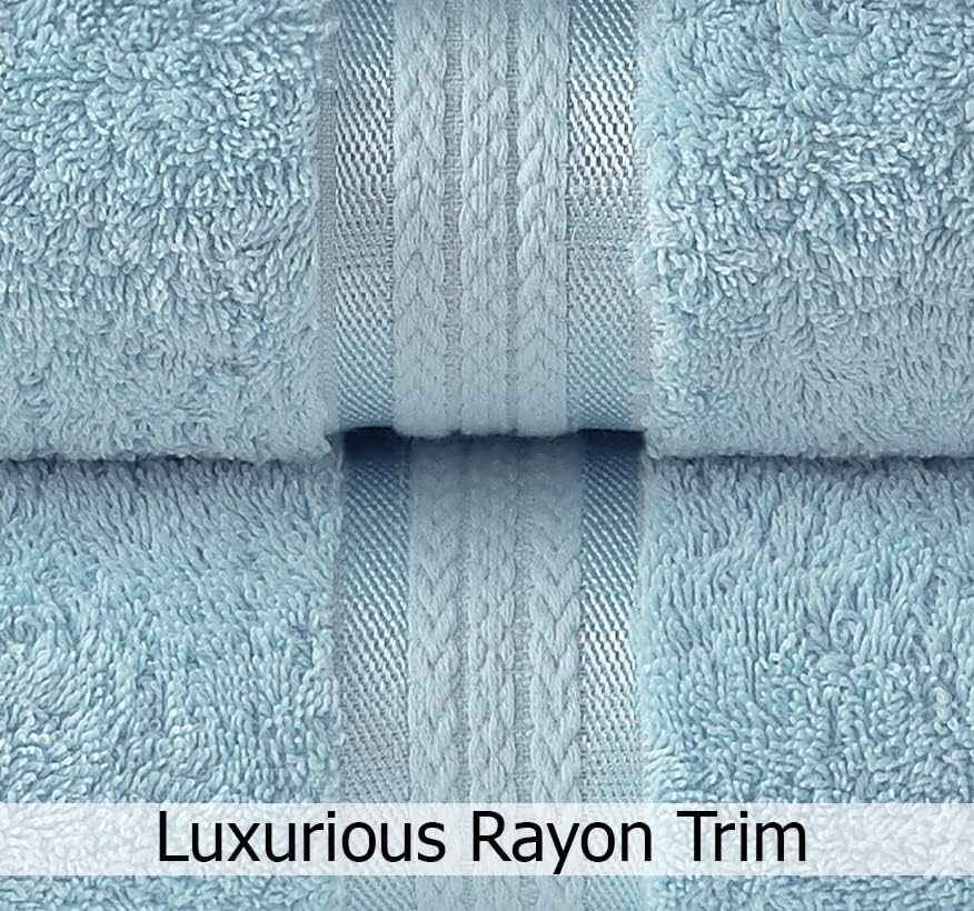 Luxury Ultra Soft Cotton Bath Towels - 35x70 inches Machine Washable Light Blue