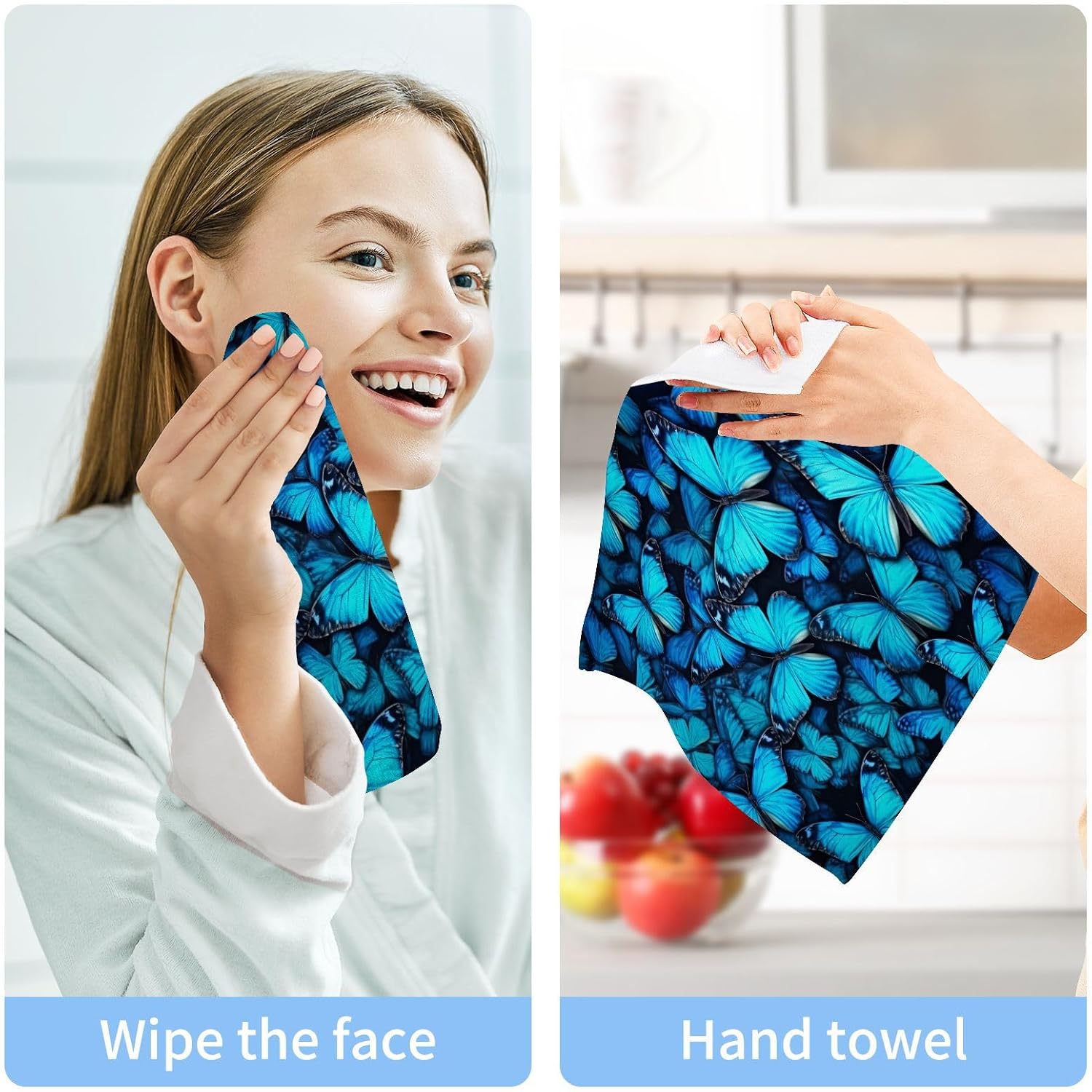 Blue Butterfly Washcloth Set