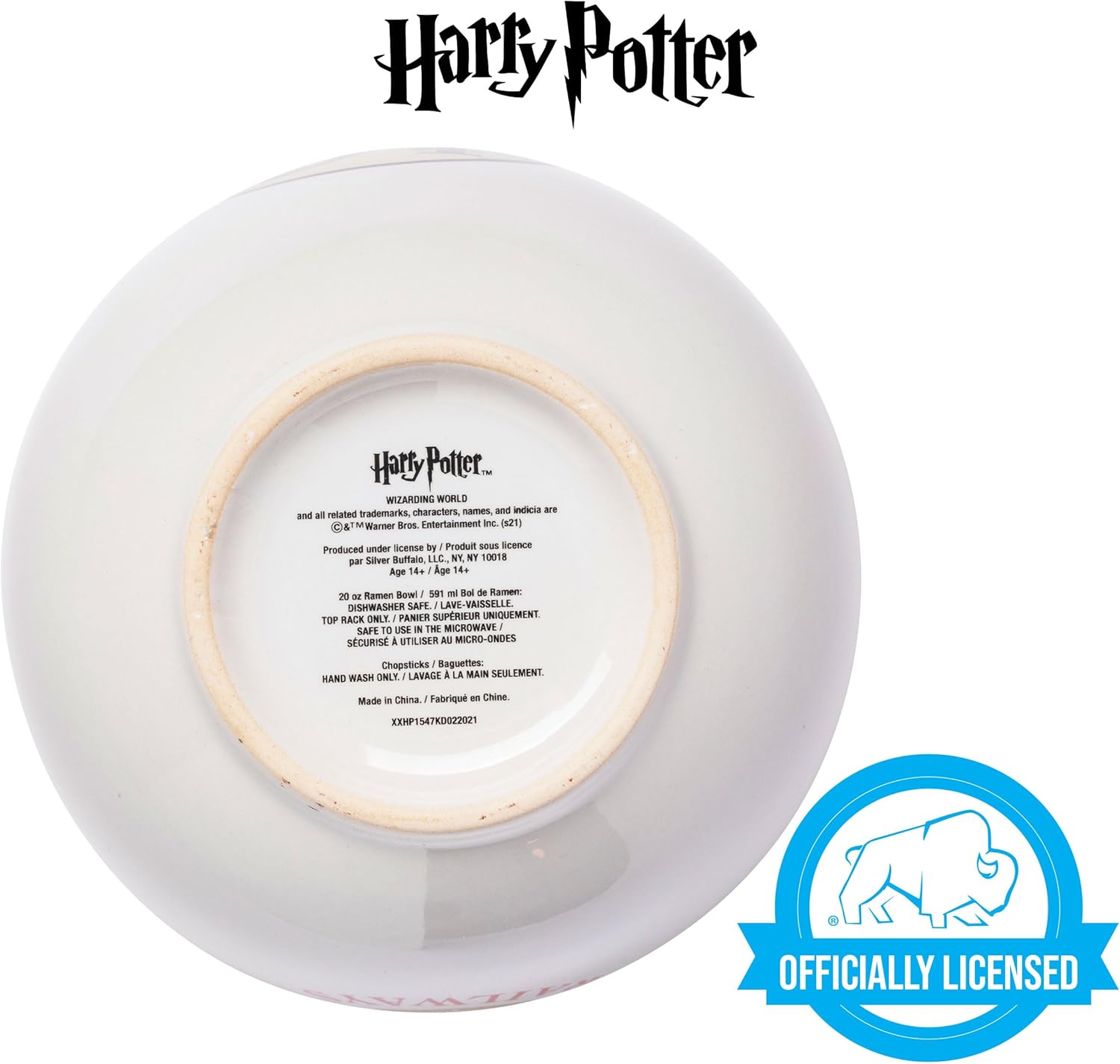 Silver Buffalo Hogwarts Railways Harry Potter Ceramic Ramen Rice Bowl with Chopsticks