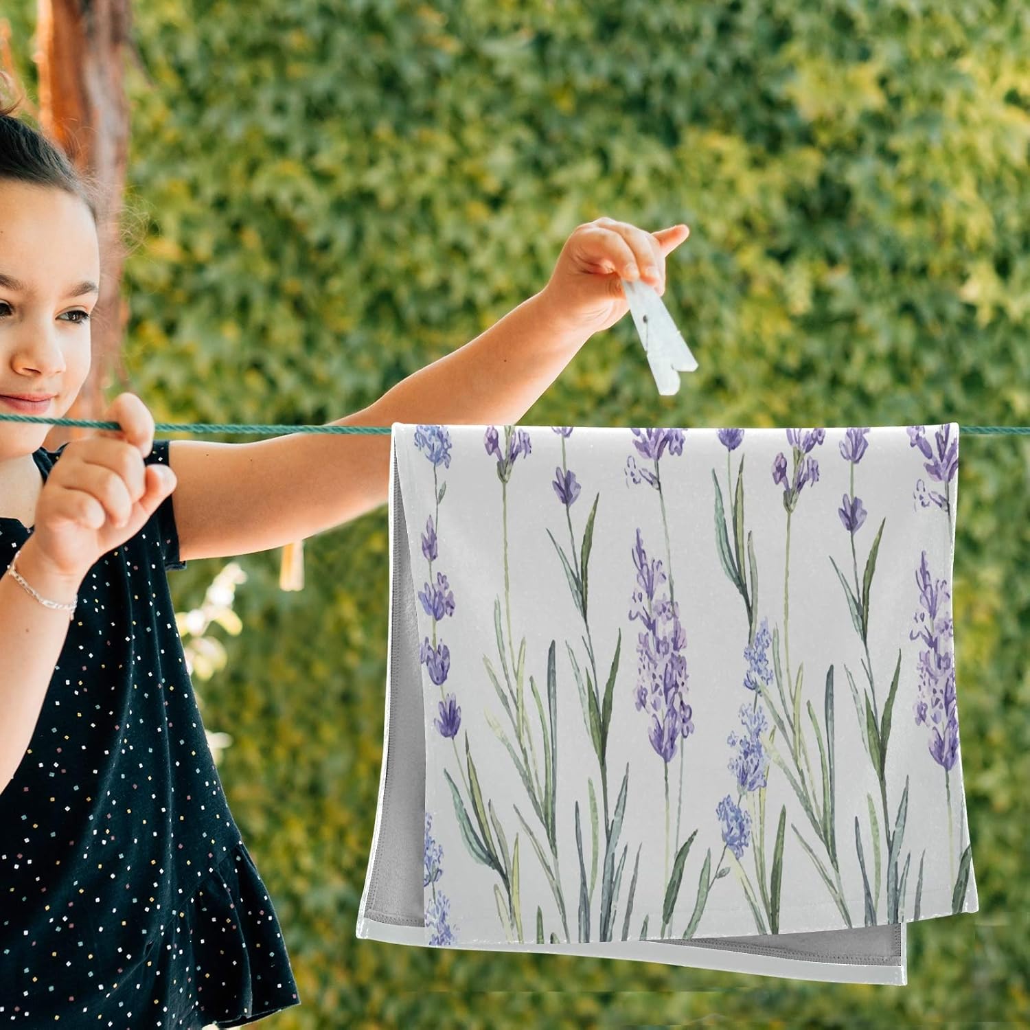 Blueangle Watercolor Lavender Towels